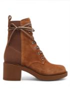 Matchesfashion.com Gianvito Rossi - Panelled 45 Laced Block-heel Suede Boots - Womens - Tan
