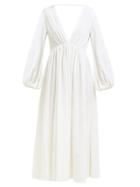 Matchesfashion.com Kalita - Aphrodite Jacquard Striped Cotton Midi Dress - Womens - White