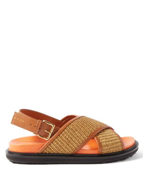 Marni - Fussbett Raffia Sandals - Womens - Brown Multi