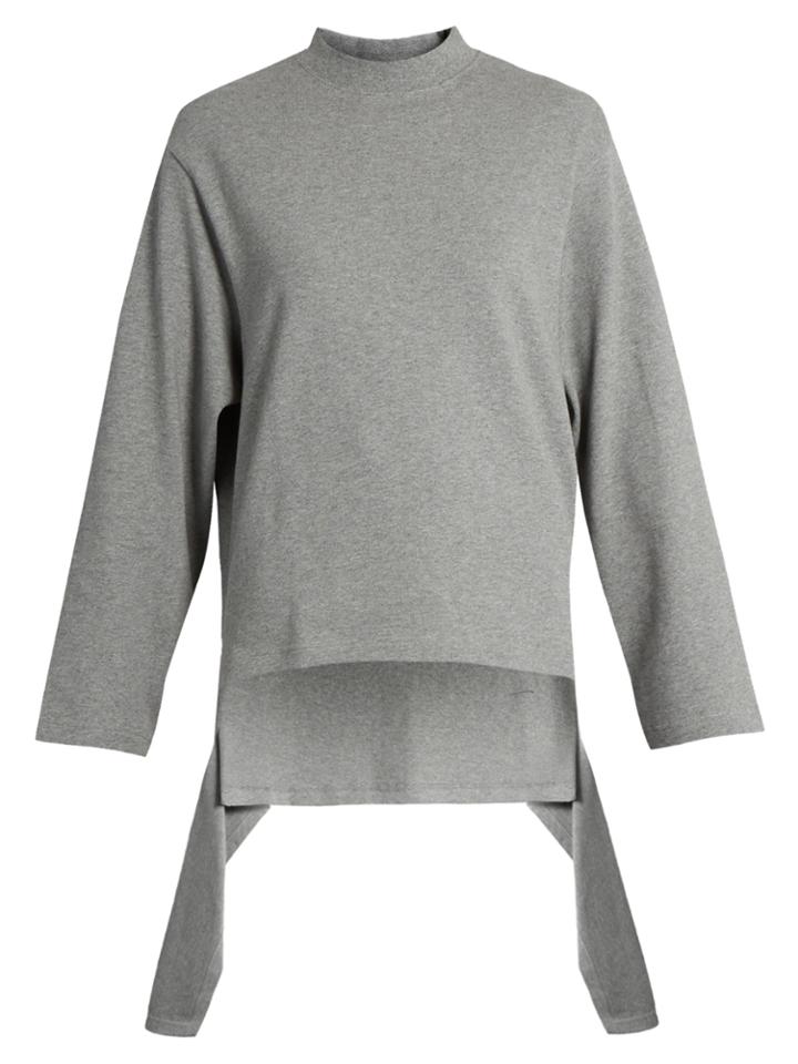 Balenciaga Draped-panel Round-neck Cotton Sweatshirt