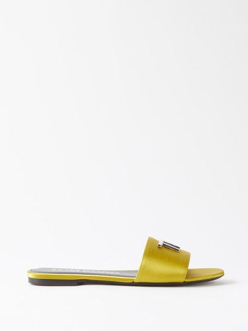 Tom Ford - Crystal-embellished Logo Satin Slides - Womens - Green