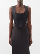 Vivienne Westwood - Portrait Satin And Mesh Corset - Womens - Black