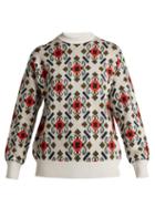 Matchesfashion.com Toga - Intarsia Knit Wool Sweater - Womens - White Multi