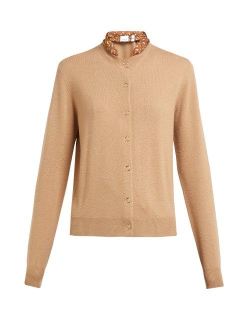 Matchesfashion.com Burberry - Tb Monogram Scarf Cashmere Cardigan - Womens - Camel