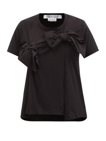 Comme Des Garons Comme Des Garons - Bow-yoke Cotton-jersey T-shirt - Womens - Black
