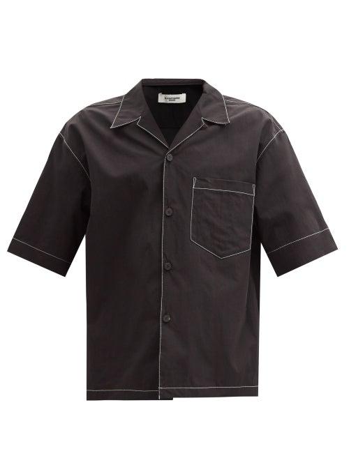 Le17septembre Homme - Short-sleeved Patch-pocket Cotton-blend Shirt - Mens - Black