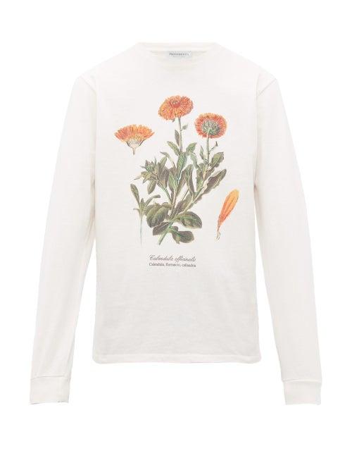 Matchesfashion.com President's - Floral Print Long Sleeve Cotton T Shirt - Mens - White