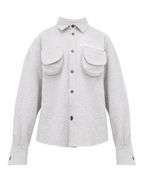 Matchesfashion.com Natasha Zinko - Marled Cotton Blend Jersey Shirt - Womens - Grey