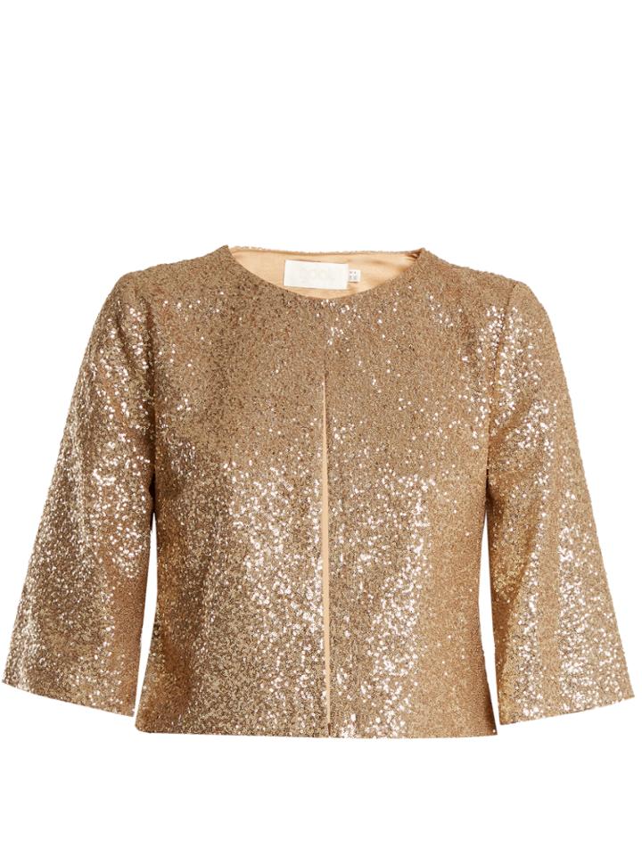 Goat Evon Collarless Sequin-embellished Jacket