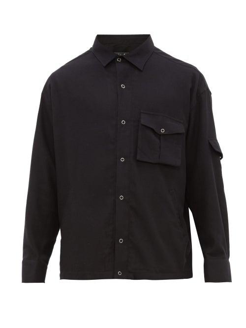 Matchesfashion.com Martine Rose - Shock Cord Back Appliqud Cotton Shirt - Mens - Black
