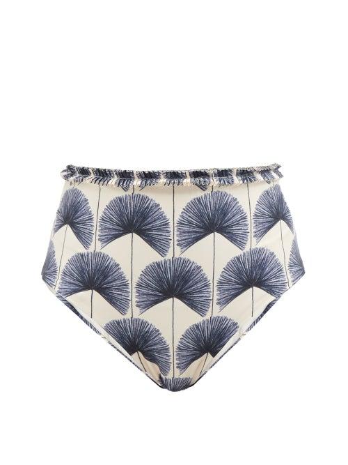 Agua By Agua Bendita - Nopal Palma Mangle Noche Plant-print Bikini Briefs - Womens - Navy White