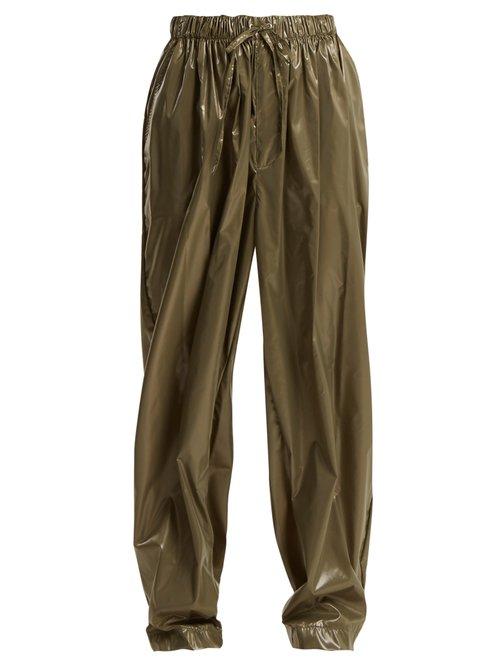 Matchesfashion.com Edward Crutchley - Drawstring Waist Wide Leg Shell Trousers - Womens - Khaki