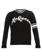Matchesfashion.com Alexander Mcqueen - Logo-intarsia Cotton Sweater - Mens - Black Cream