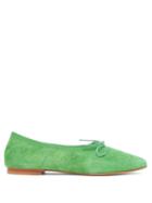 Matchesfashion.com Mansur Gavriel - Bow-embellished Suede Ballet Flats - Womens - Green
