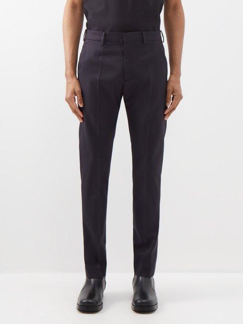 Raey - Pleated Wool Slim-leg Suit Trousers - Mens - Navy