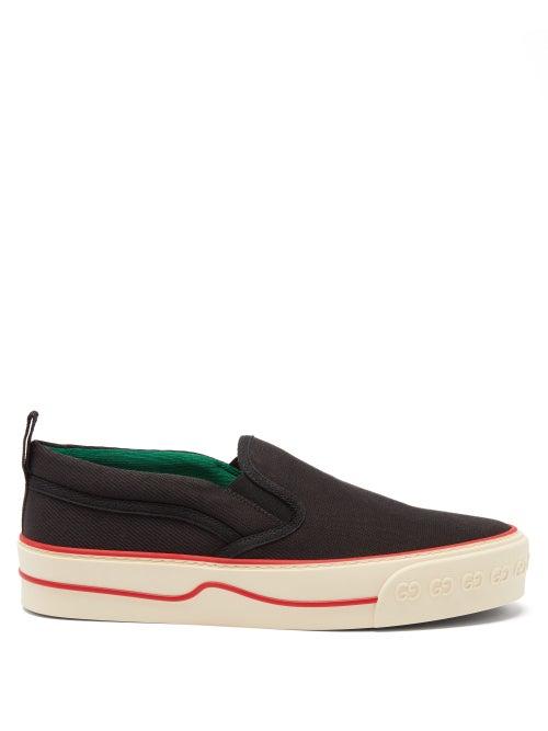 Matchesfashion.com Gucci - Tennis 1977 Web-stripe Cotton-twill Trainers - Womens - Black