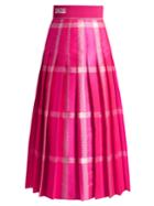 Fendi Logo-jacquard Checked Pleated Midi Skirt