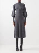 Cefinn - Eva Rib-knit Wool-blend Midi Dress - Womens - Dark Grey