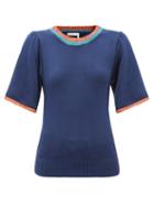 Matchesfashion.com See By Chlo - Contrast-trim Cotton-blend Sweater - Womens - Navy Multi