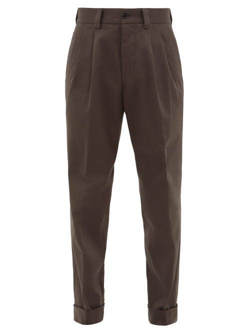 Matchesfashion.com Margaret Howell - Pleated Tapered Cotton Trousers - Mens - Grey