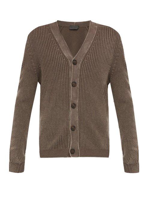 Matchesfashion.com Iris Von Arnim - Jason V Neck Ribbed Knit Cashmere Cardigan - Mens - Brown