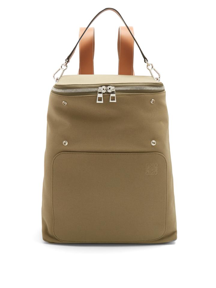 Loewe Goya Leather-trimmed Canvas Backpack