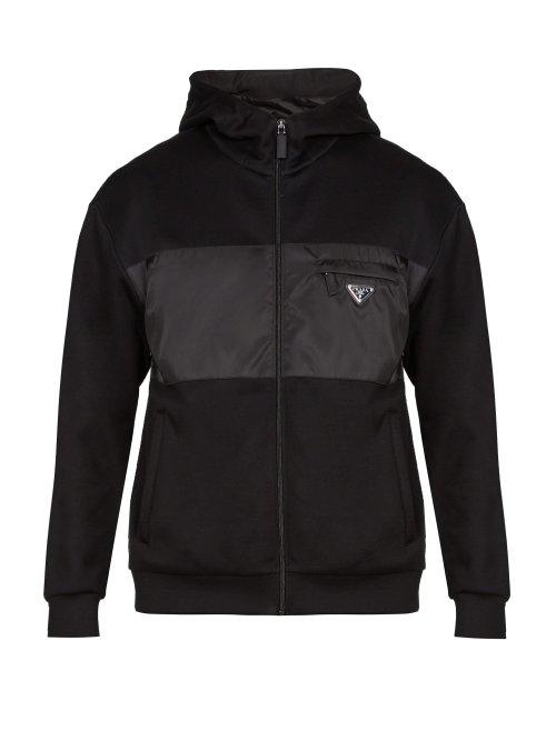Matchesfashion.com Prada - Logo Appliqu Hooded Track Top - Mens - Black