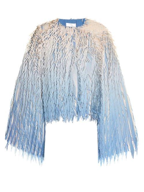 Matchesfashion.com Marco De Vincenzo - Laser Cut Fringed Georgette Jacket - Womens - Blue Multi