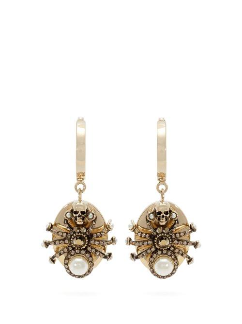 Matchesfashion.com Alexander Mcqueen - Spider Embellished Drop Earrings - Womens - Silver