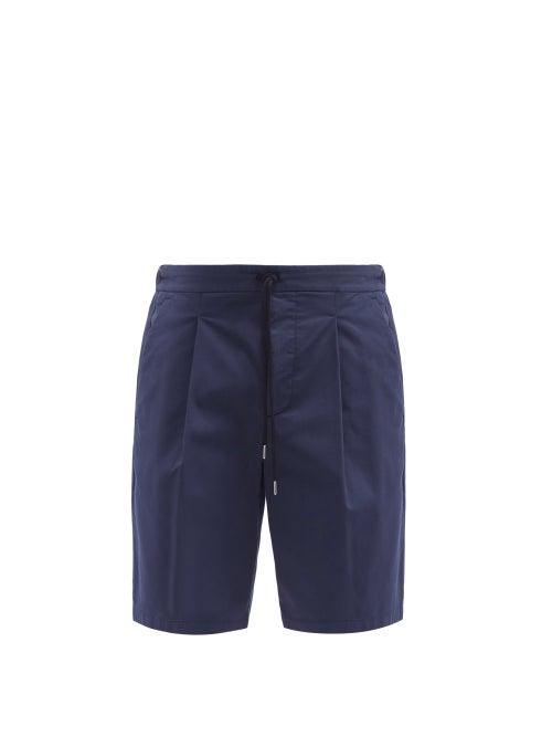 Matchesfashion.com Giorgio Armani - Dart-tuck Cotton-blend Twill Shorts - Mens - Navy
