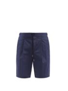 Matchesfashion.com Giorgio Armani - Dart-tuck Cotton-blend Twill Shorts - Mens - Navy