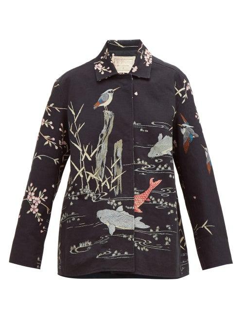 Matchesfashion.com By Walid - Hope Koi Print Cotton Jacket - Womens - Black Multi