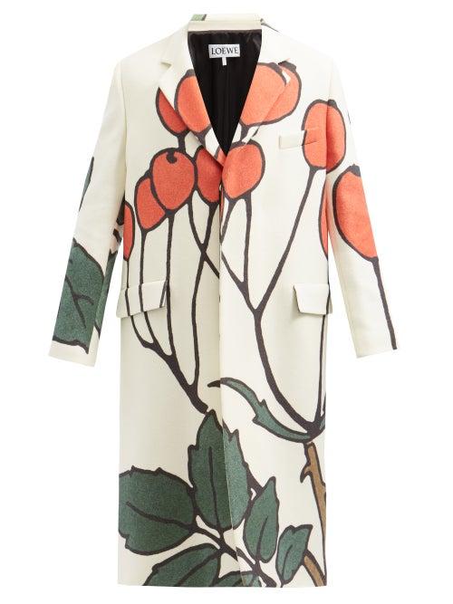 Loewe - Herbarium Wool Coat - Mens - White Multi