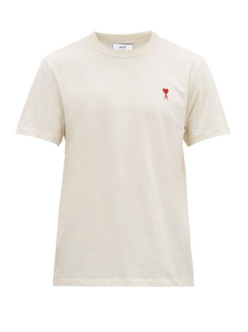 Matchesfashion.com Ami - Ami De Coeur Appliqu Cotton T Shirt - Mens - Cream
