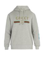 Matchesfashion.com Gucci - Gucci Dragon And Logo Hooded Sweatshirt - Mens - Grey