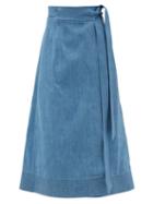 Ladies Rtw Gabriela Hearst - Duane Denim Midi Wrap Skirt - Womens - Light Blue