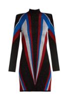 Matchesfashion.com Balmain - High Neck Knit Mini Dress - Womens - Black Multi