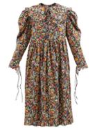 Horror Vacui - Lisi Floral-print Cotton-corduroy Midi Dress - Womens - Multi