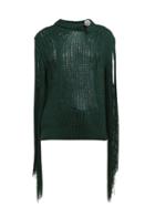 Matchesfashion.com Calvin Klein 205w39nyc - Crystal Brooch Embellished Fringe Sweater - Womens - Green