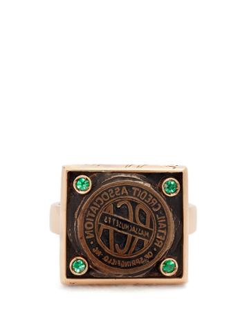 Francesca Villa Tell Me More Emerald & Rose-gold Ring