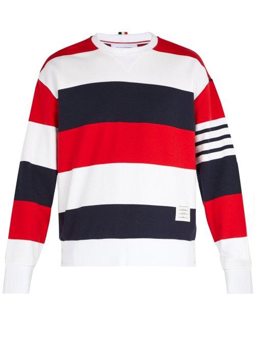 Matchesfashion.com Thom Browne - Dropped Shoulder Cotton Crew Neck Sweatshirt - Mens - Multi