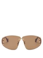 Matchesfashion.com Loewe - Anagram-hinge Rimless Metal Sunglasses - Womens - Brown