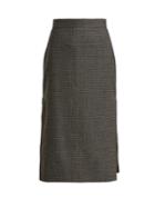 Fendi Checked Pleated-insert Wool-blend Skirt