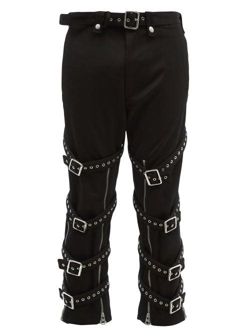 Loewe - Buckled And Zipped Wool Trousers - Mens - Black
