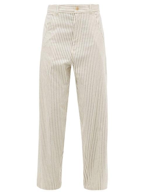 Matchesfashion.com Haider Ackermann - Chanda Striped Cotton Trousers - Womens - White Multi