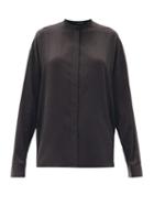 Matchesfashion.com Haider Ackermann - Dali Stand-collar Silk-charmeuse Blouse - Womens - Black