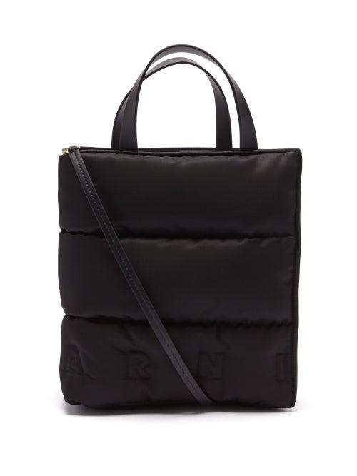 Marni - Museo Small Quilted Nylon And Leather Tote Bag - Womens - Black