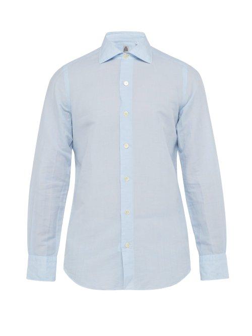 Matchesfashion.com Finamore 1925 - Seattle Cotton And Linen Blend Shirt - Mens - Blue