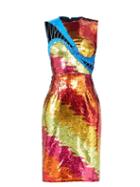 Halpern - Laced-bodice Sequinned Midi Dress - Womens - Multi
