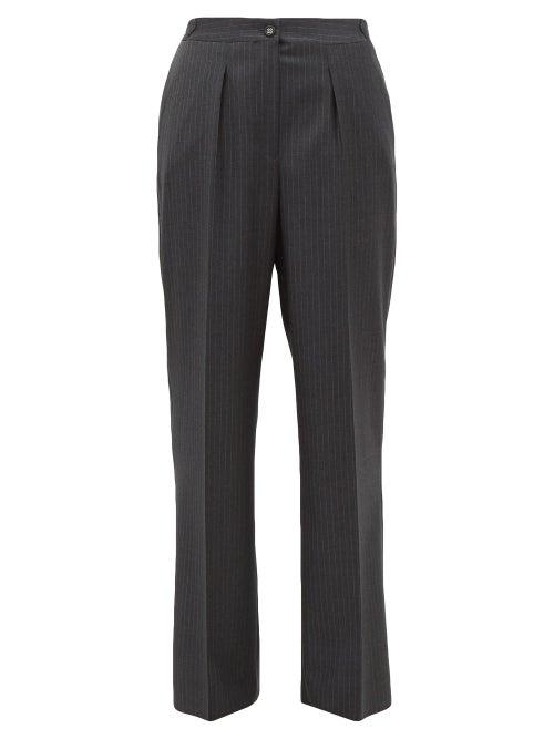 Matchesfashion.com Officine Gnrale - Diana Pinstripe Wool Trousers - Womens - Grey